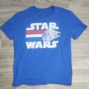 Star Wars Blue Fourth of July Millenium Falcon Shirt Large